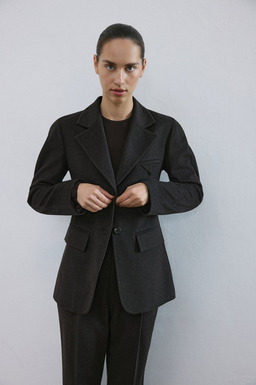 Lapel Collar Lined Long Sleeve  Blazer Jacket