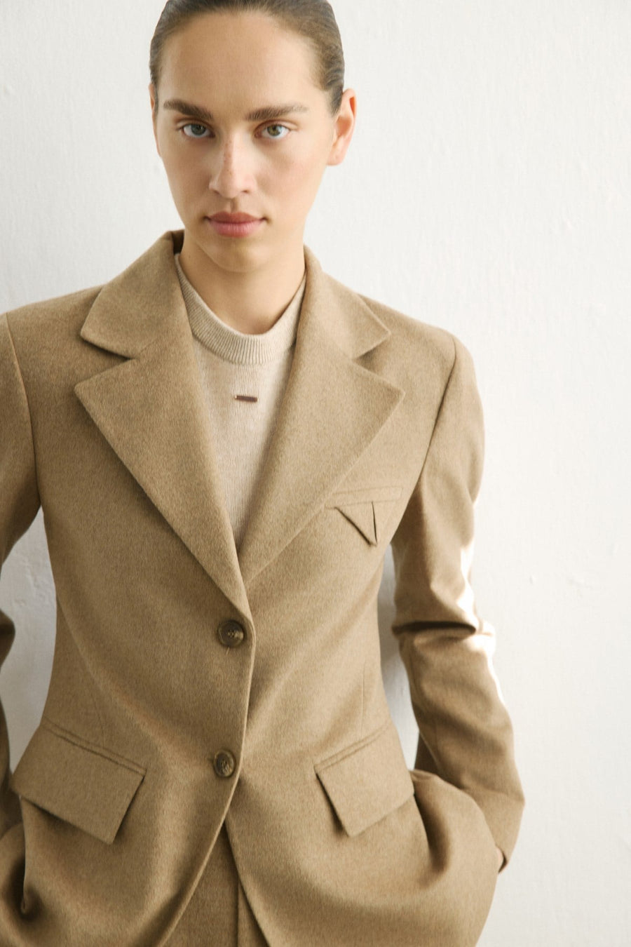 Lapel Collar Lined Long Sleeve  Blazer Jacket