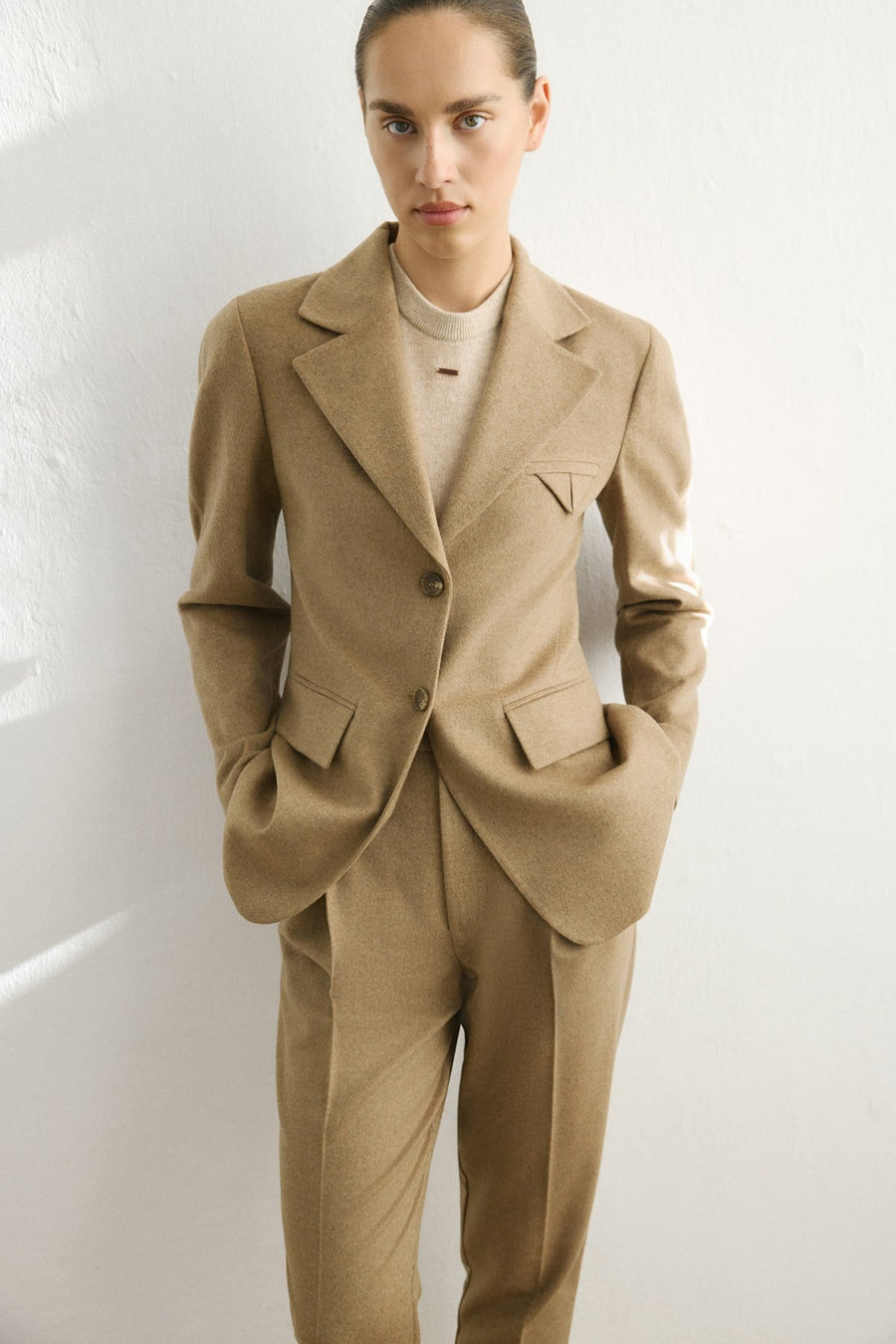Lapel Collar Lined Long Sleeve  Blazer Jacket