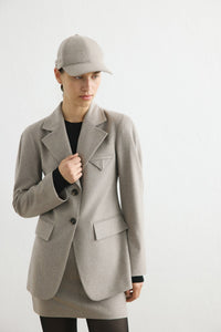 Mink Lapel Collar Lined Long Sleeve  Blazer Jacket