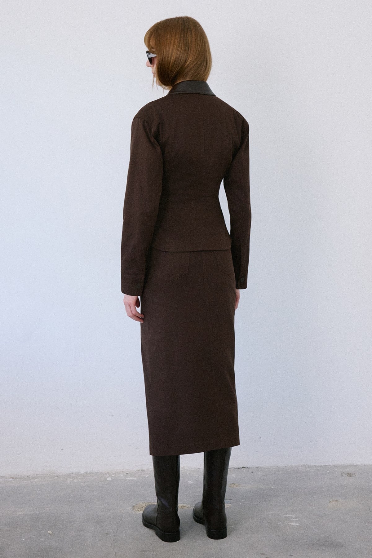 Leather Collar Leather Piping  Blazer