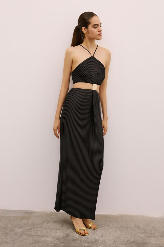 Long  Dress with Gold Accessories