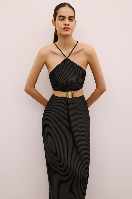 Long  Dress with Gold Accessories