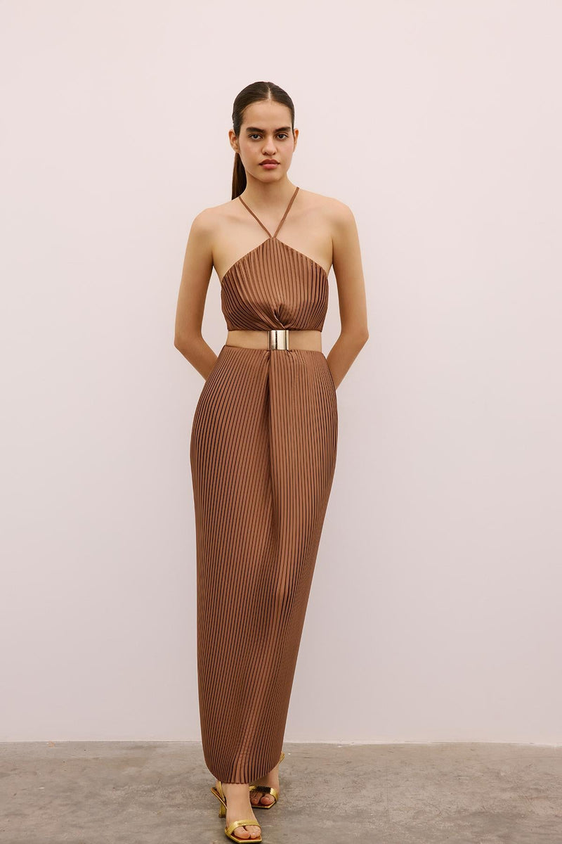 Long  Dress with Gold Accessories