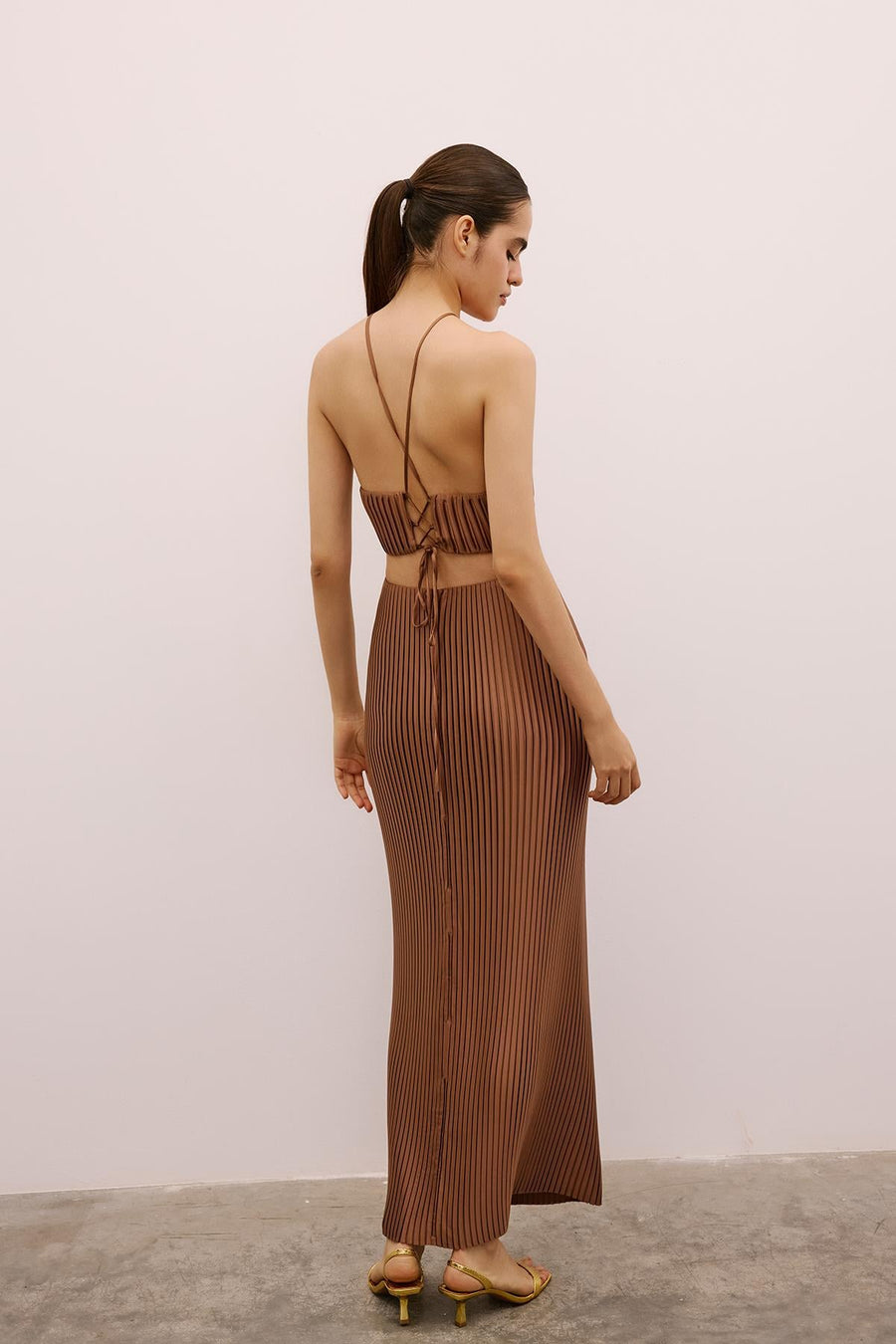 Long  Dress with Gold Accessories