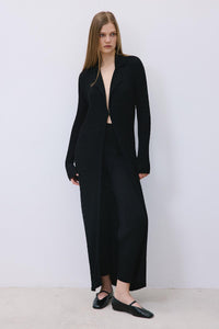 Black Long Jacquard Knit Cardigan