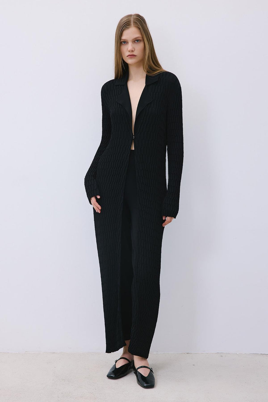 Long Jacquard Knit Cardigan