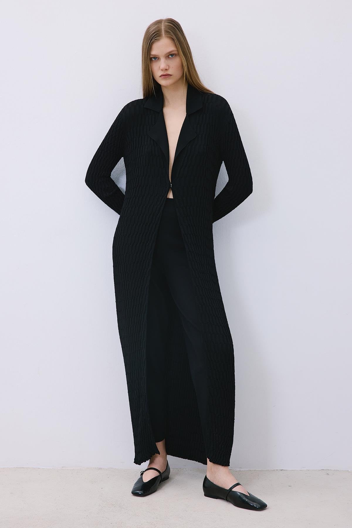Long Jacquard Knit Cardigan