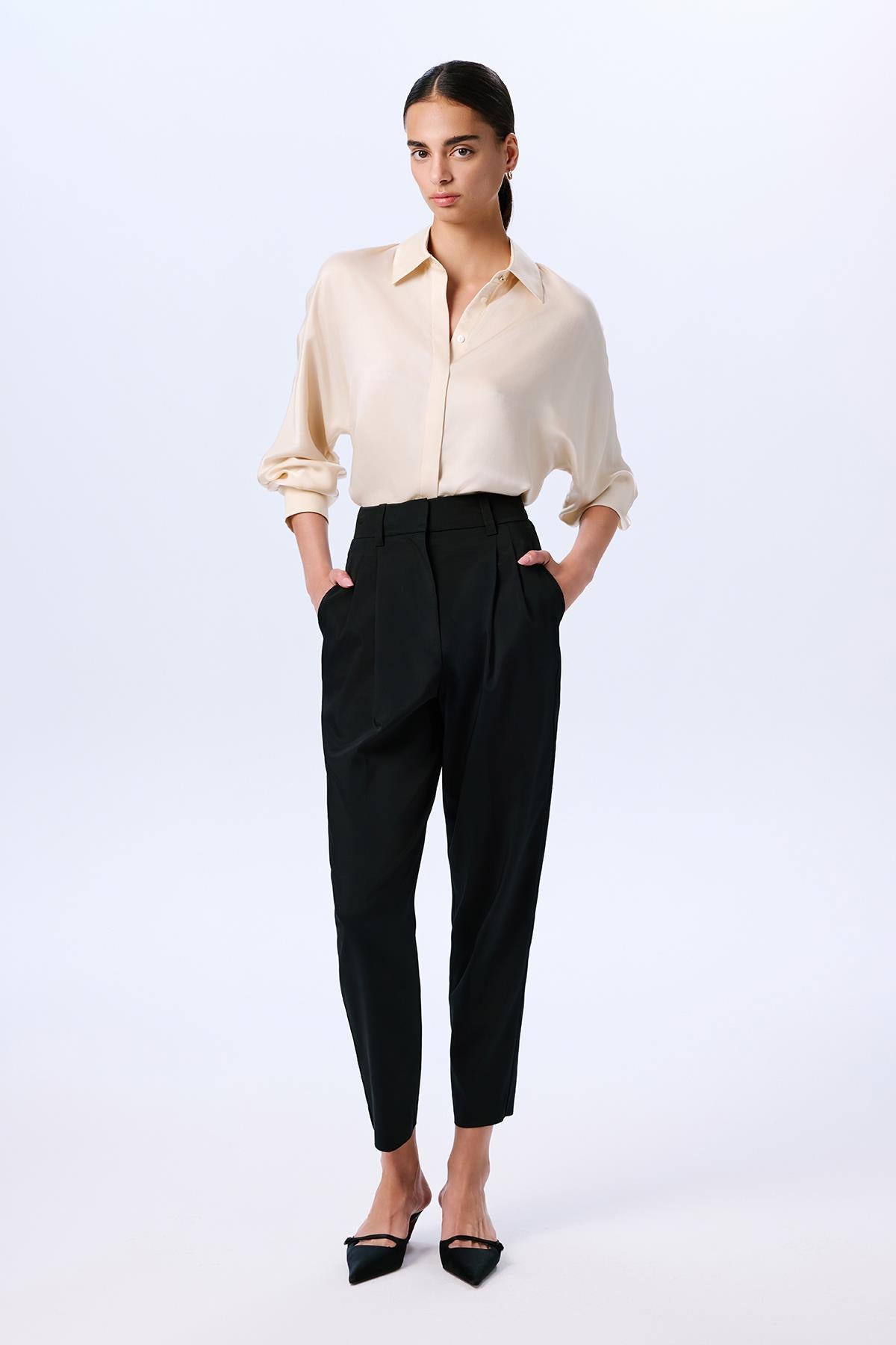 Long Sleeve Hidden Buttoned Relaxed  Shirt