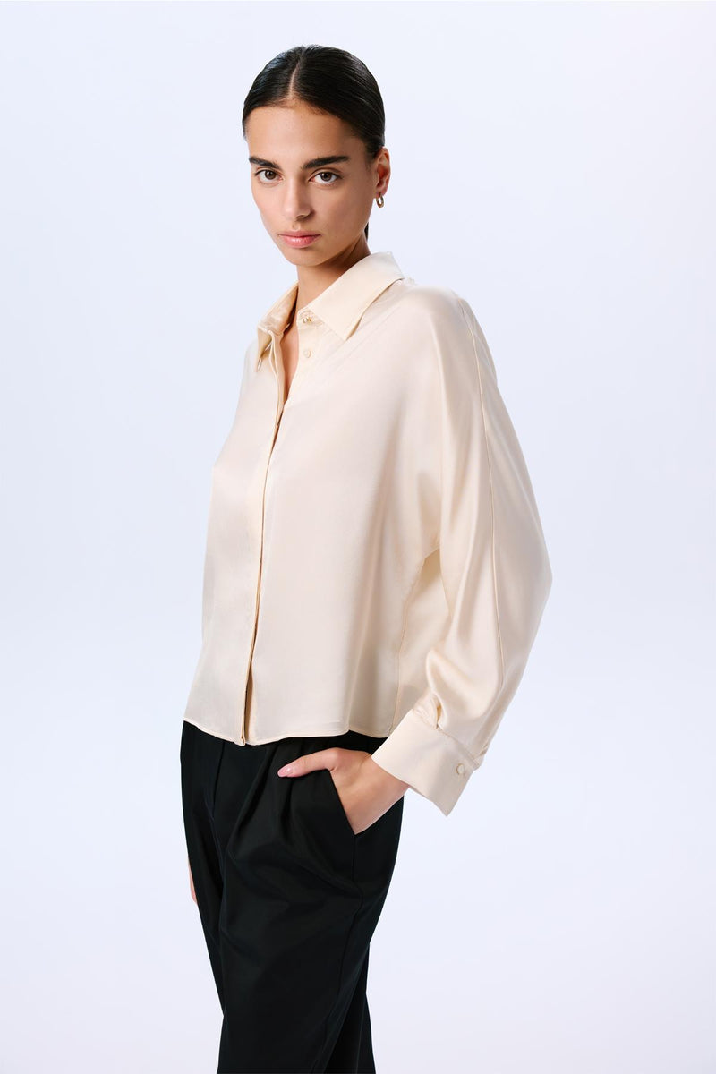 Long Sleeve Hidden Buttoned Relaxed  Shirt