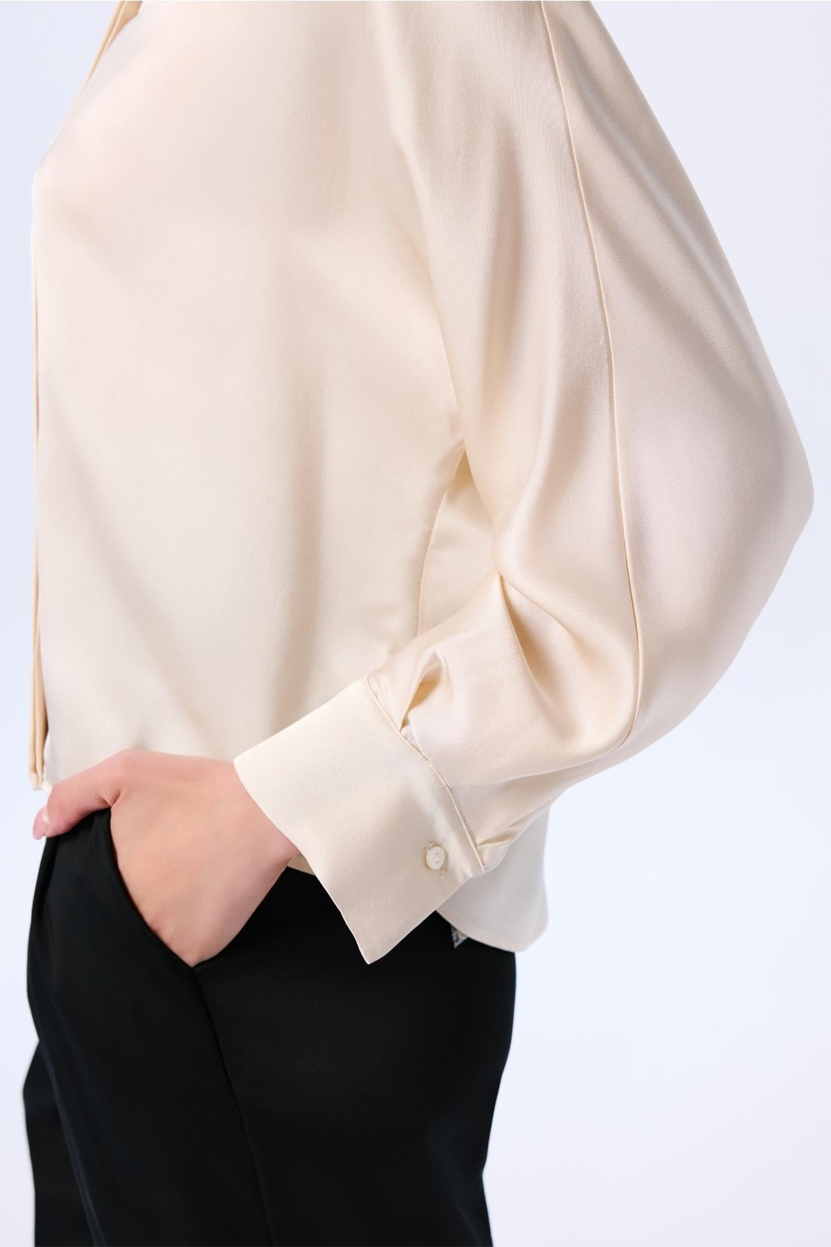 Long Sleeve Hidden Buttoned Relaxed  Shirt