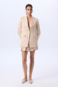 Beige Long Sleeve Linen  Jacket