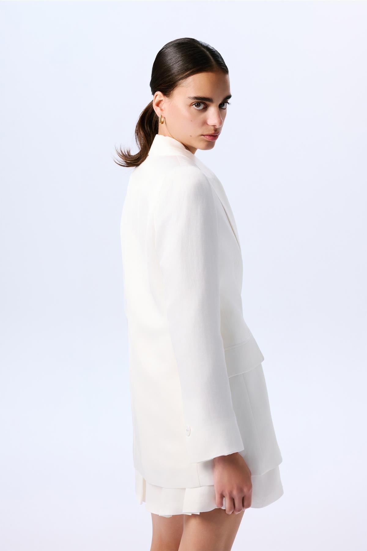 Long Sleeve Linen  Jacket