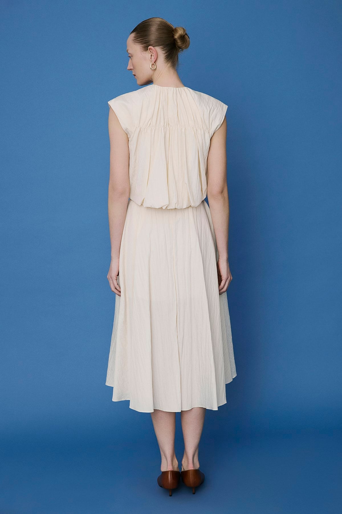 Metal Buckle Flared  Midi Skirt
