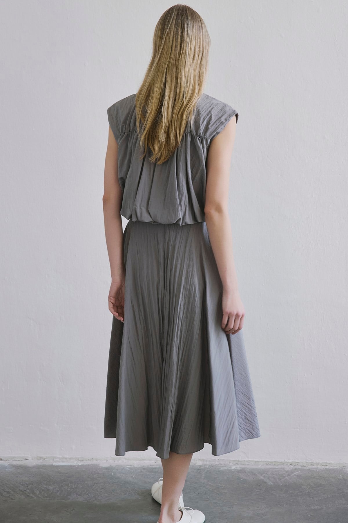 Metal Buckle Flared  Midi Skirt