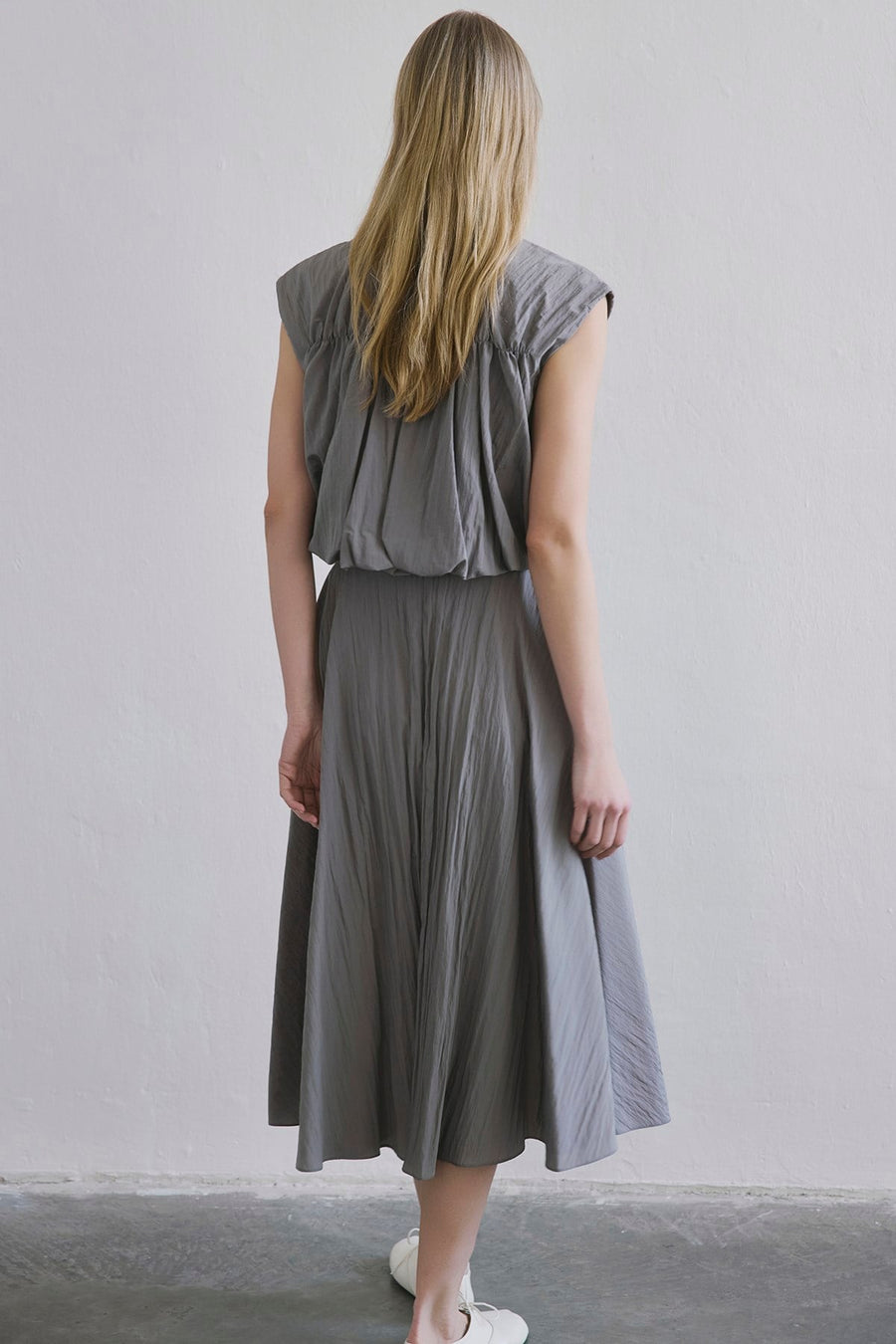 Metal Buckle Flared  Midi Skirt