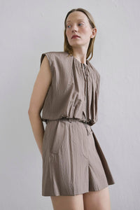 Metal Buckle Camel Mini Shorts