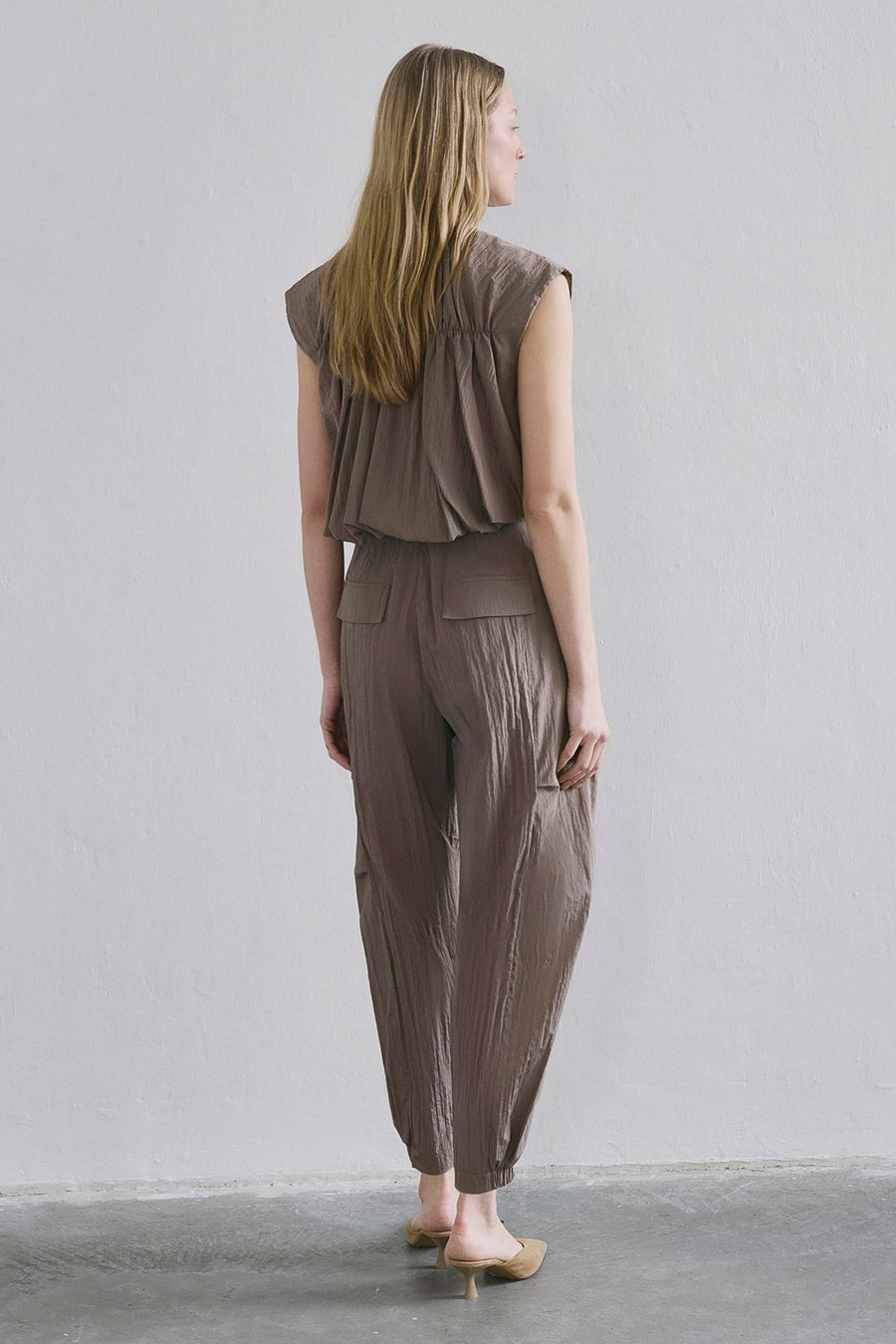 Metal Buckle Pleated Pocket  Pants