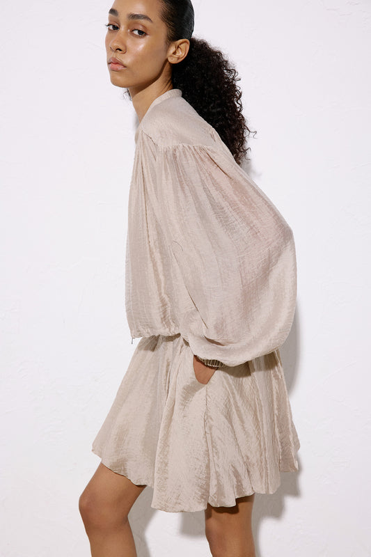 Metal Zippered Waist Cinched  Jacket