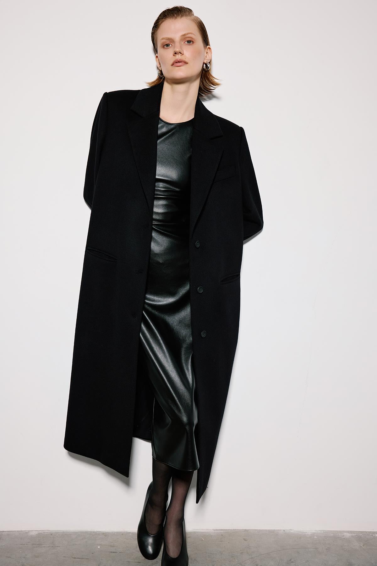 Midi Coat with Jacket Collar
