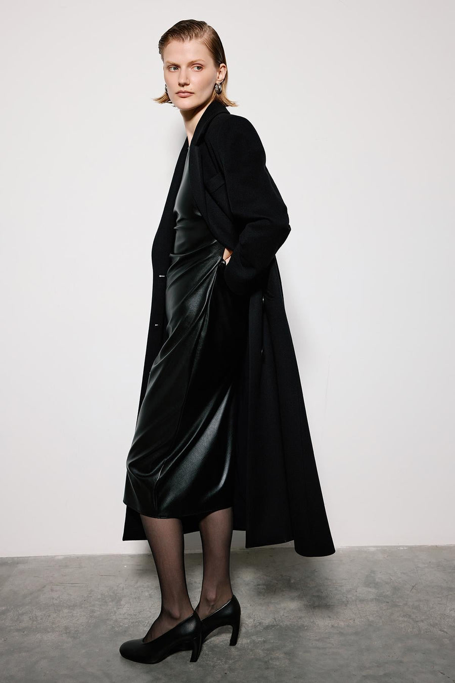 Midi Coat with Jacket Collar