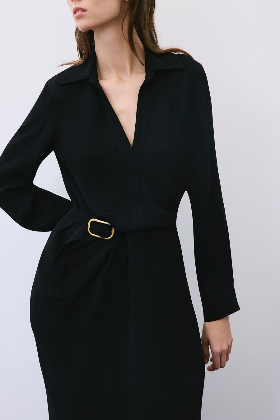 Midi Dress with Gold Buckle Detail