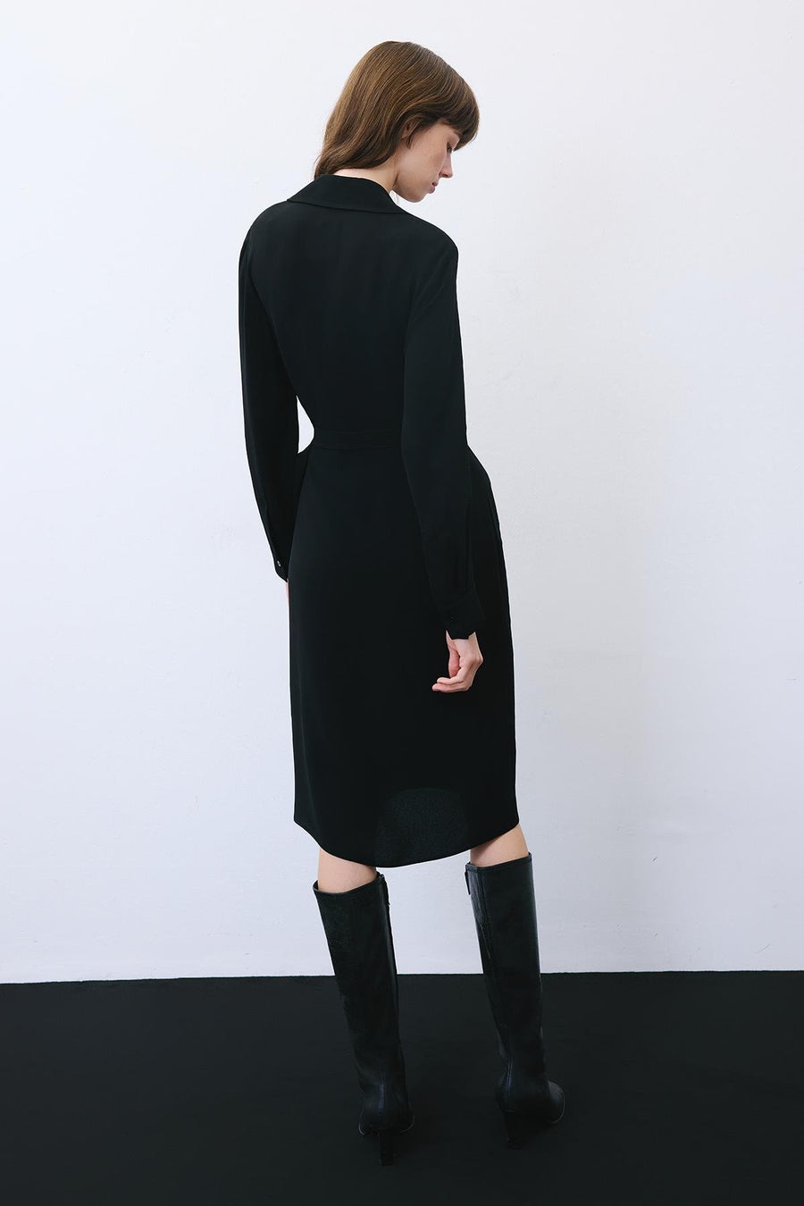 Midi Dress with Gold Buckle Detail