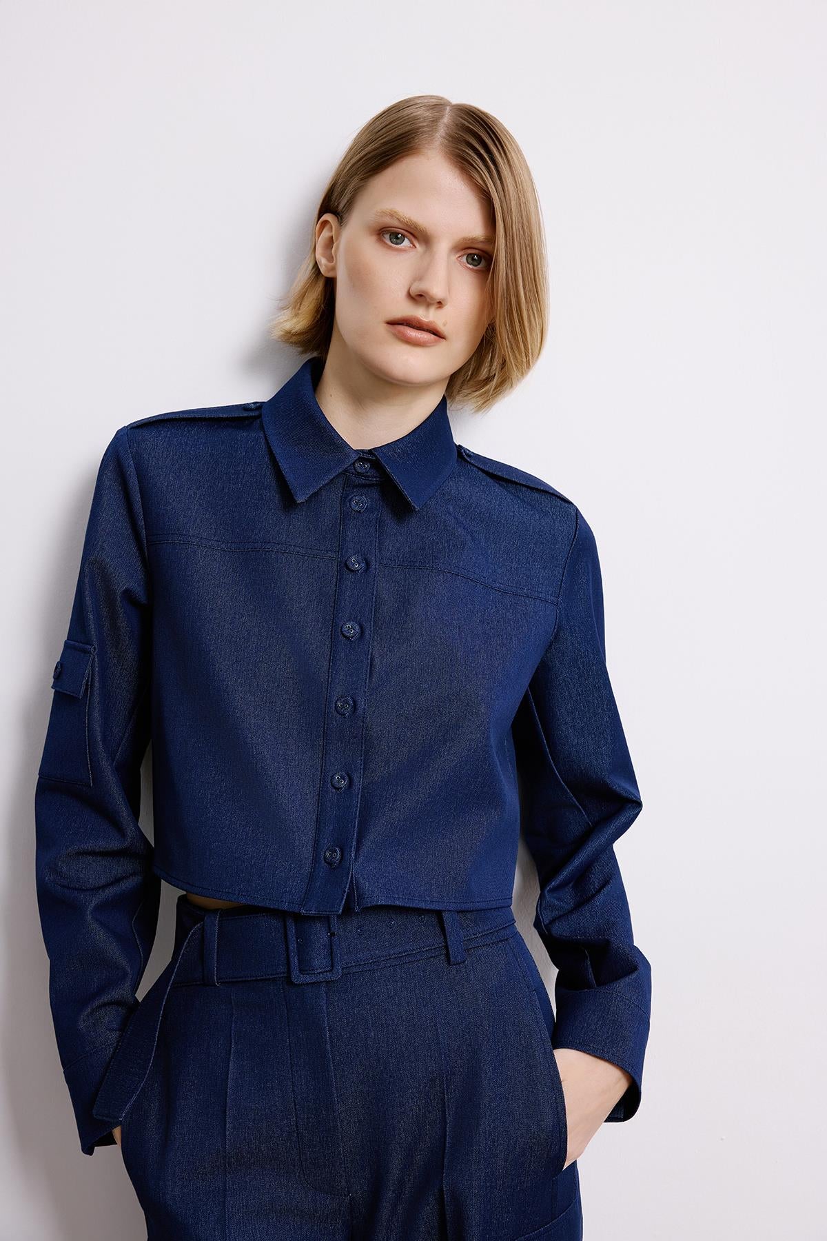 Gray Denim Long Sleeve Shirt