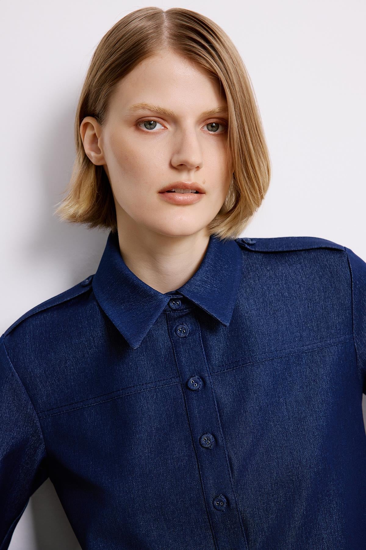 Gray Denim Long Sleeve Shirt