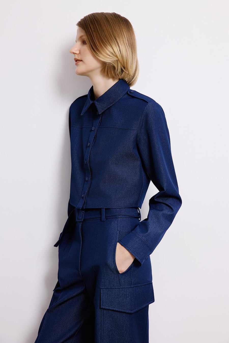 Gray Denim Long Sleeve Shirt