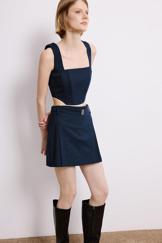 Striped Crop Bustier With Boning