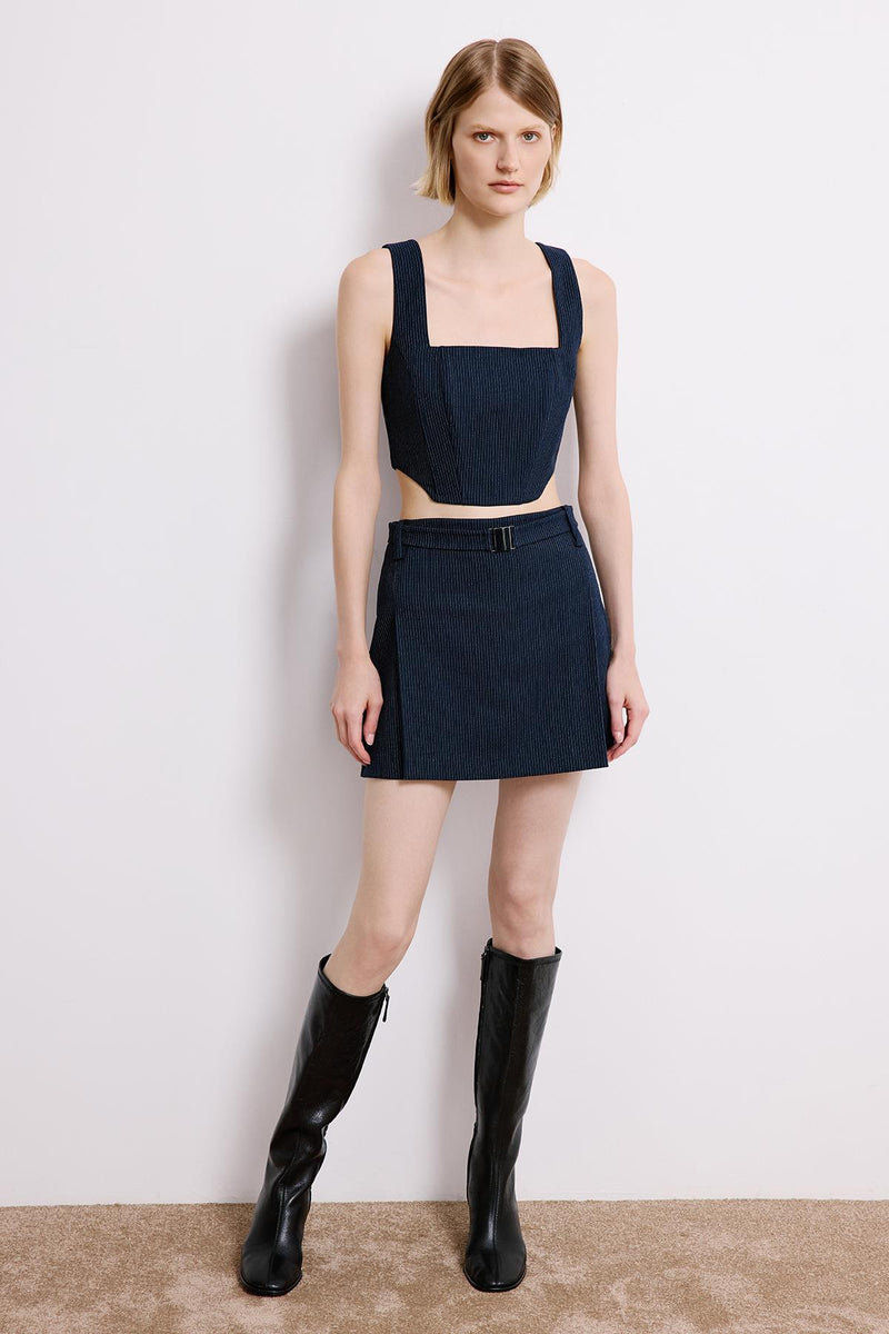 Striped Crop Bustier With Boning