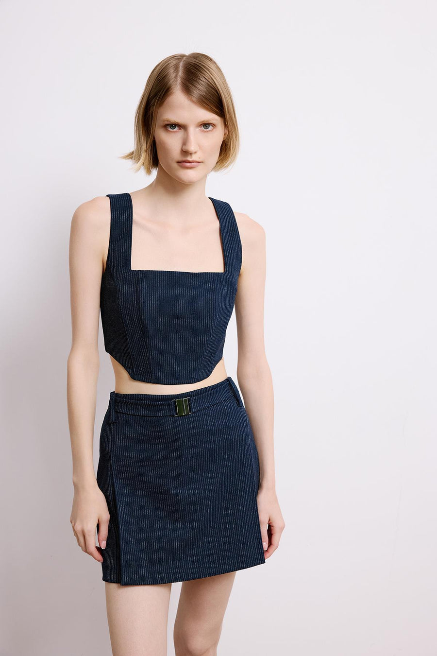 Striped Skort With Belt Detail