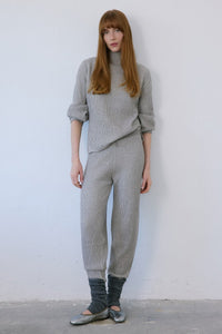 Mink Off Shoulder Ribbed Knit  Sweater