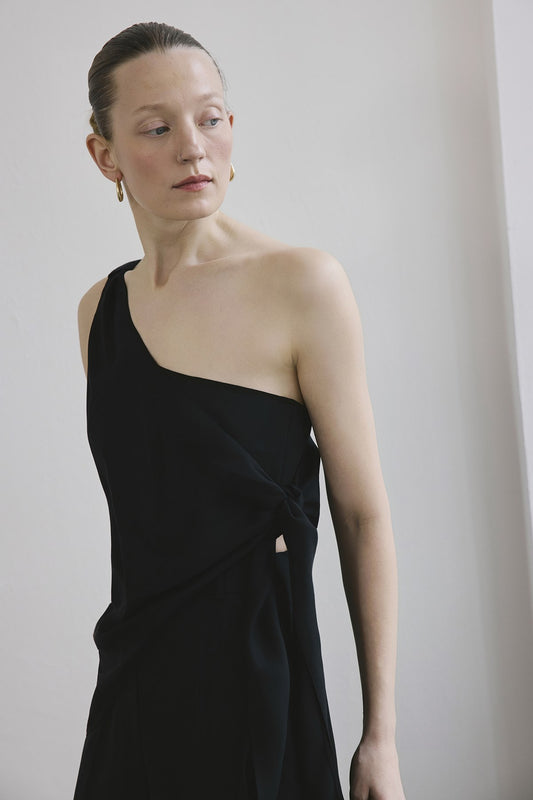 One Shoulder Side Tie  Blouse