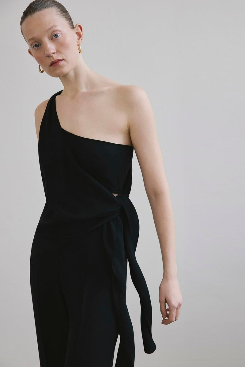 One Shoulder Side Tie  Blouse