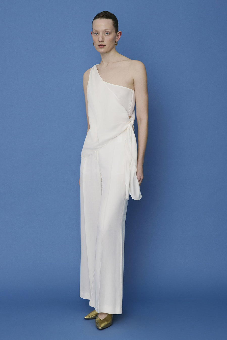 One Shoulder Side Tie  Blouse
