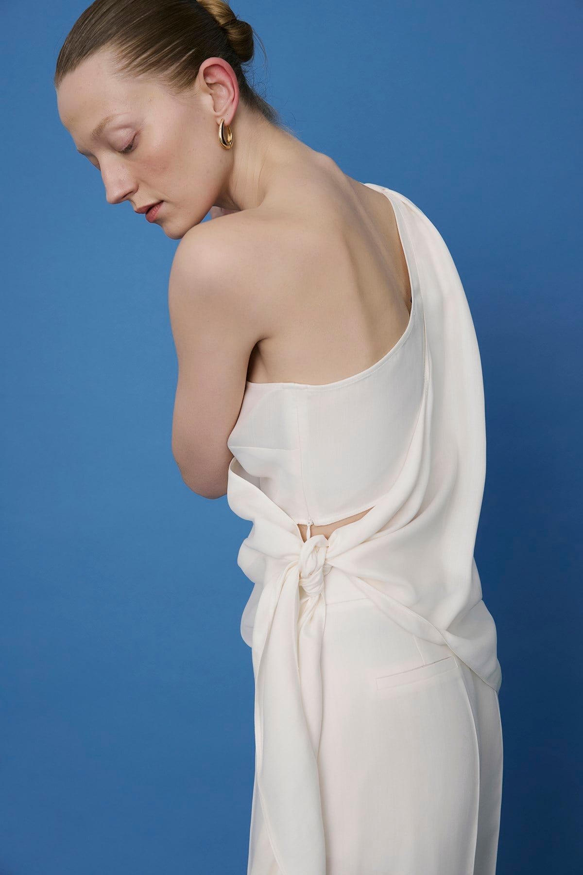 One Shoulder Side Tie  Blouse