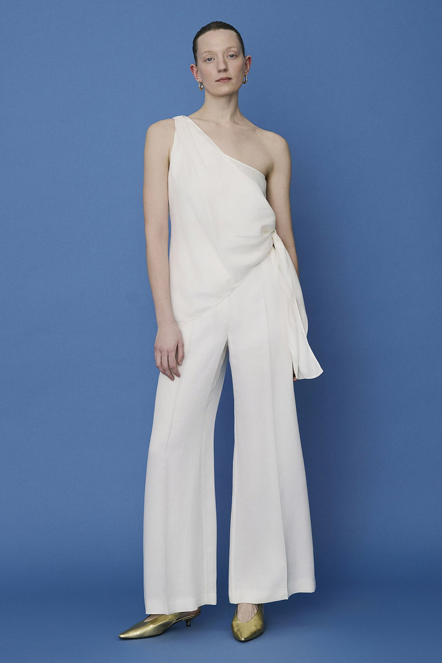 One Shoulder Side Tie  Blouse
