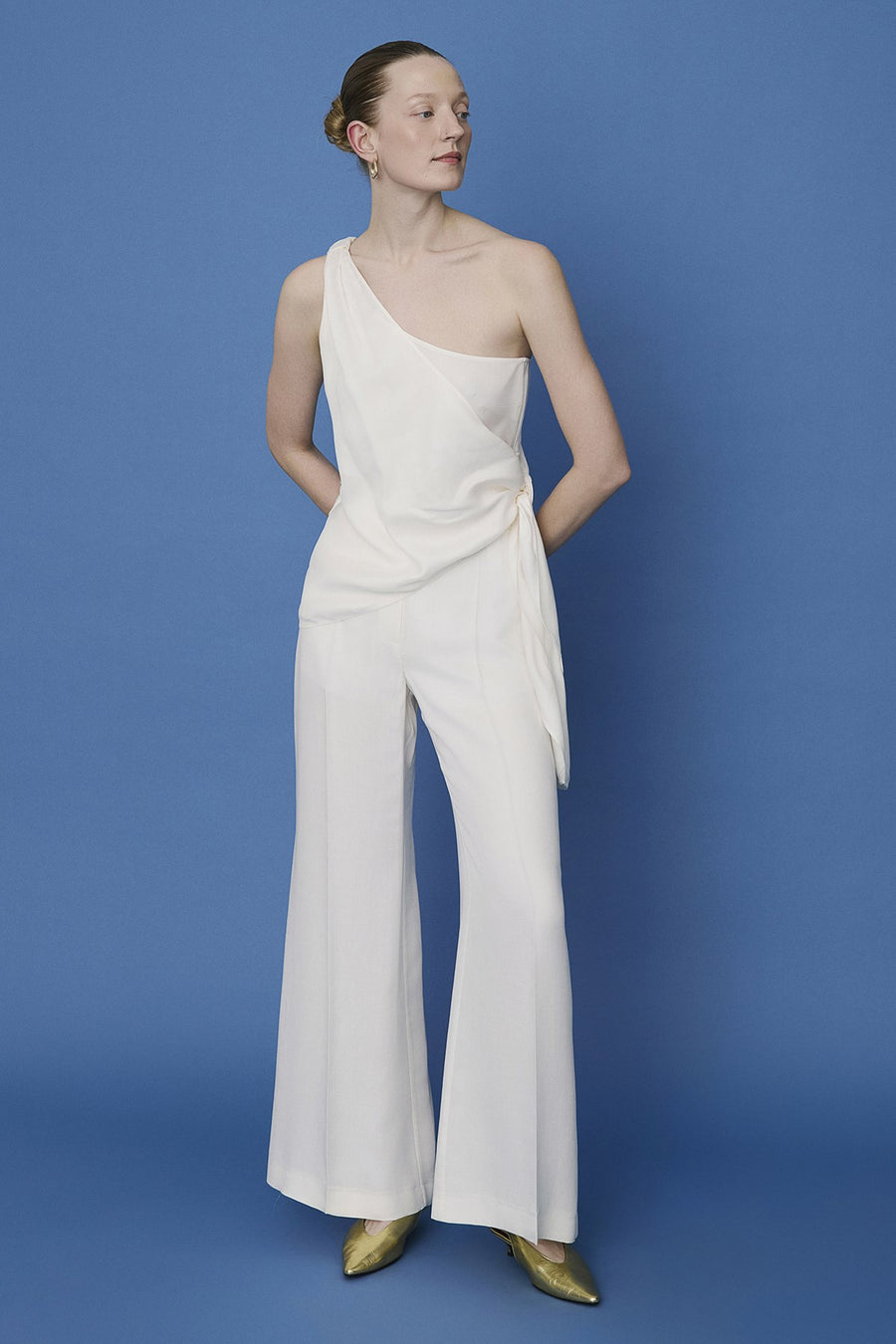 One Shoulder Side Tie  Blouse