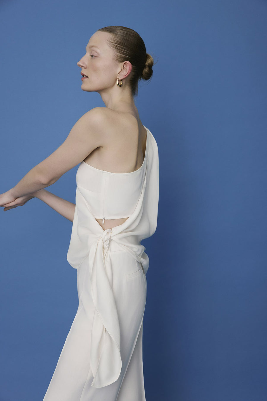 One Shoulder Side Tie  Blouse