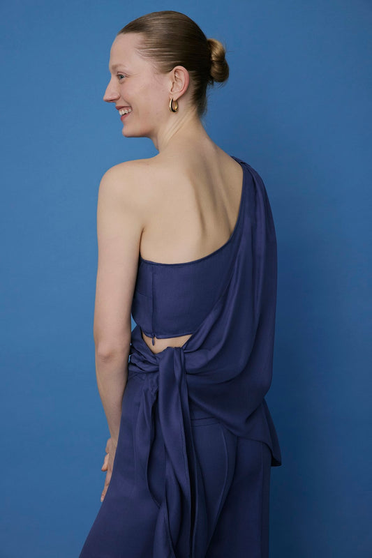 One Shoulder Side Tie  Blouse