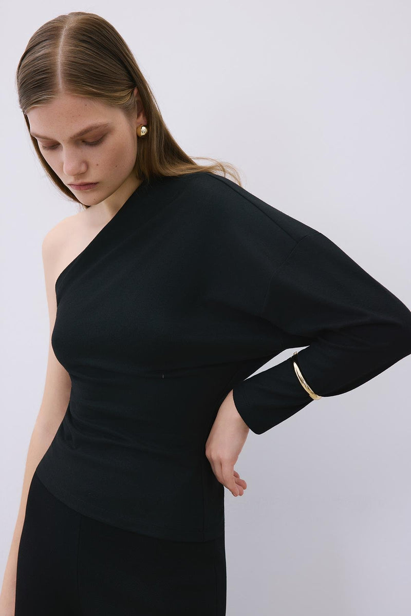 One-Shoulder Wool  Blouse