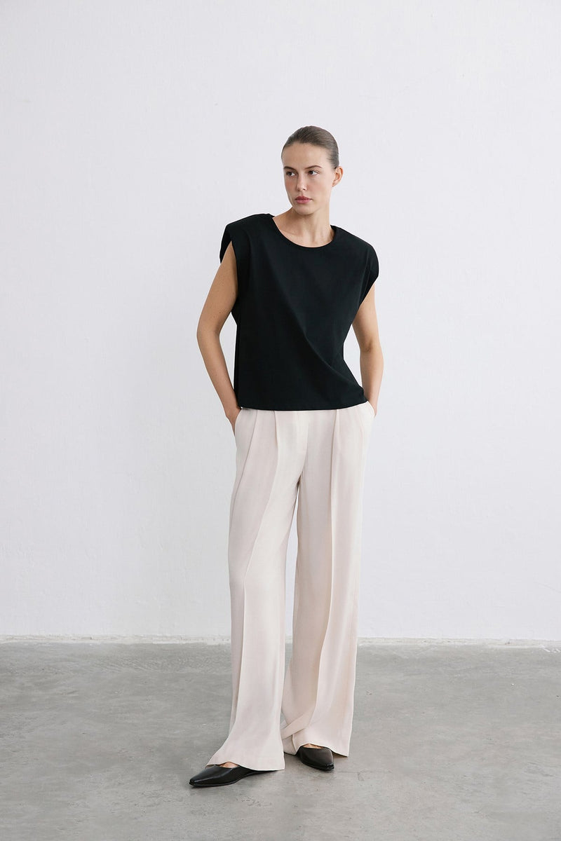 Padded Knit Black White T-shirt