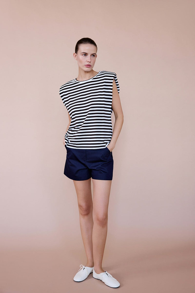 Padded Knit Black White T-shirt