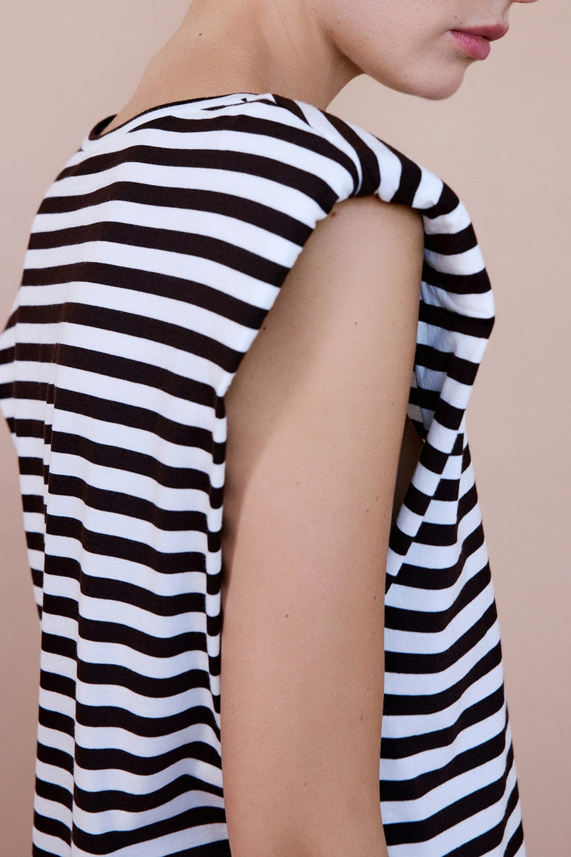 Padded Knit Black White T-shirt