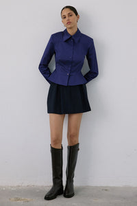 Navy Padded Long Sleeve  Shirt