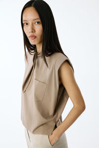 Mink Padded Shoulder  Crop T-Shirt