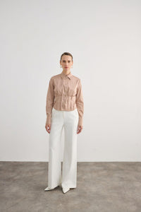 Mink Pleated Detail  Shirt