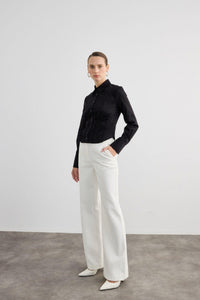 Black Pleated Detail  Shirt